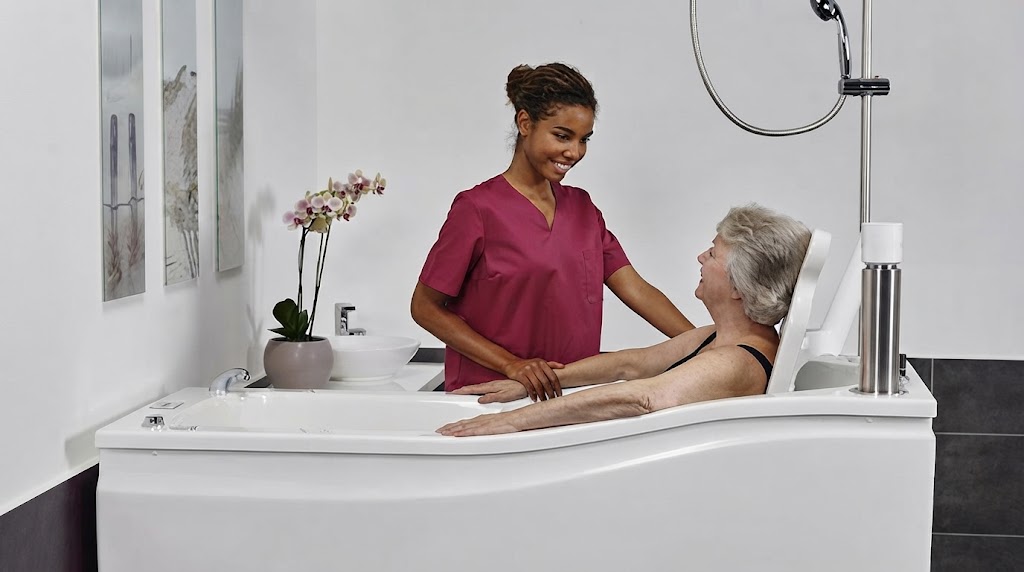 Caregiver assisting with personal hygiene